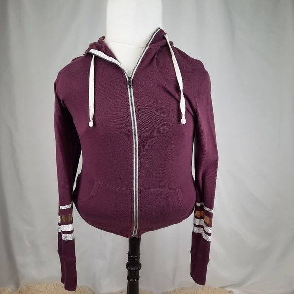 SO hoodie sweater lightweight sweatshirt long sleeve womens M zip thumb hole - Picture 2 of 13